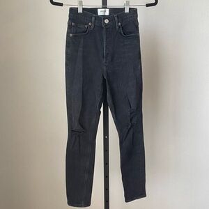 Agolde Button Fly Distressed Black Distressed Skinny Jeans Size 24